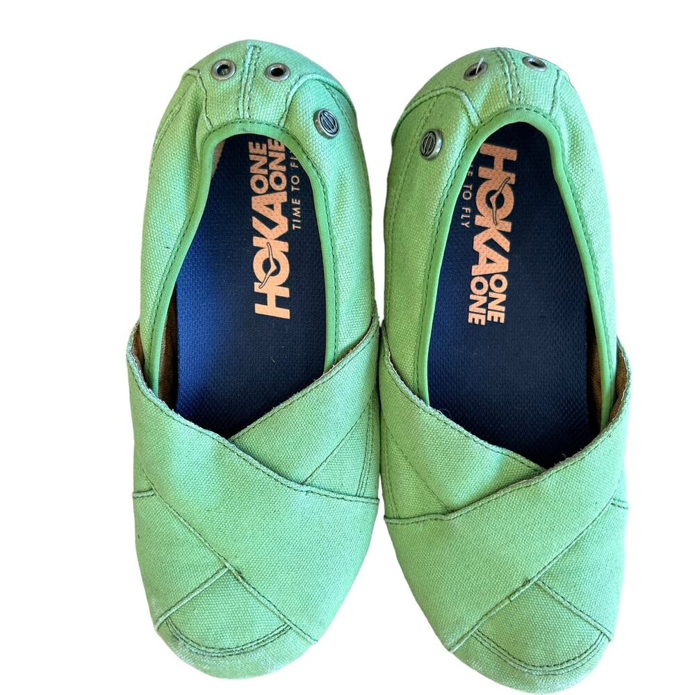 Mozo Sport Flat Shoe‎ Womens Size 7 Comfort Green Slip Ons Travel #3734 Canvas